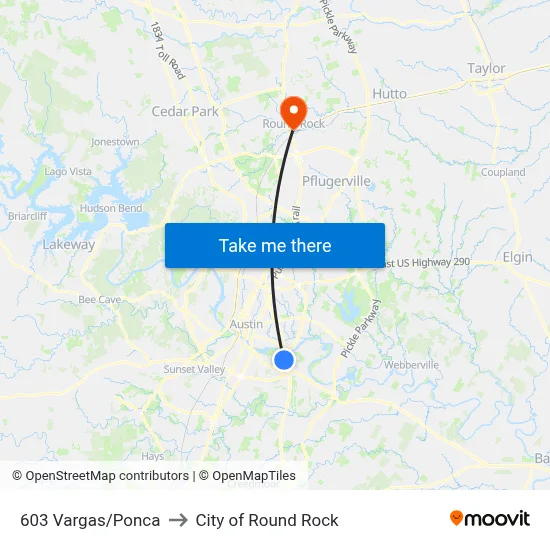 603 Vargas/Ponca to City of Round Rock map