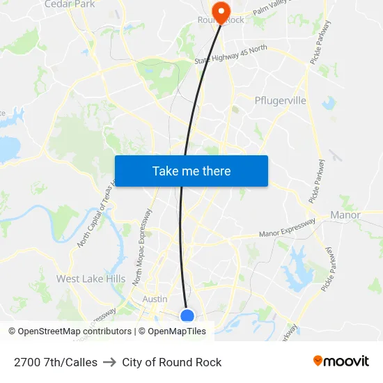 2700 7th/Calles to City of Round Rock map