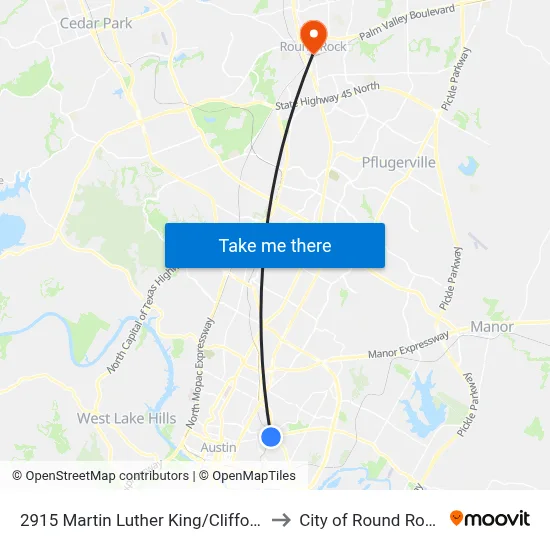 2915 Martin Luther King/Clifford to City of Round Rock map