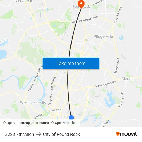 3223 7th/Allen to City of Round Rock map