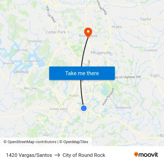1420 Vargas/Santos to City of Round Rock map