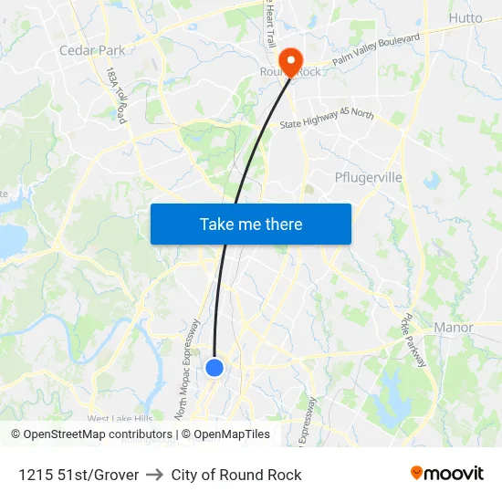 1215 51st/Grover to City of Round Rock map