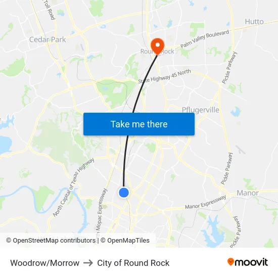 Woodrow/Morrow to City of Round Rock map
