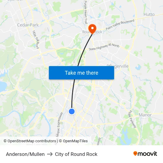 Anderson/Mullen to City of Round Rock map