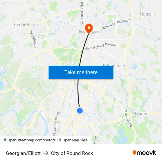 Georgian/Elliott to City of Round Rock map