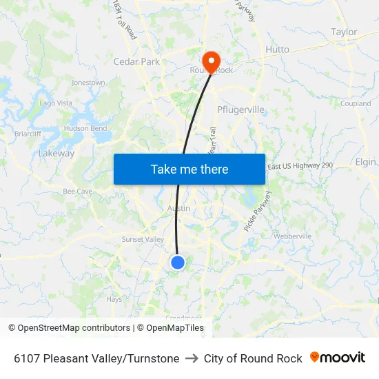 6107 Pleasant Valley/Turnstone to City of Round Rock map