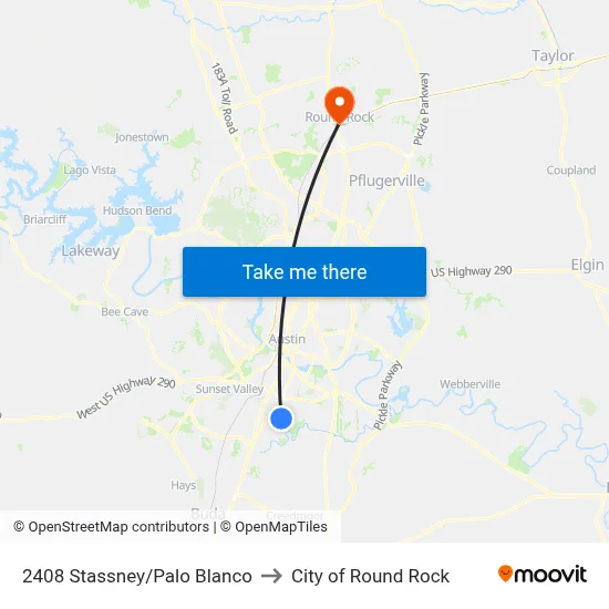 2408 Stassney/Palo Blanco to City of Round Rock map