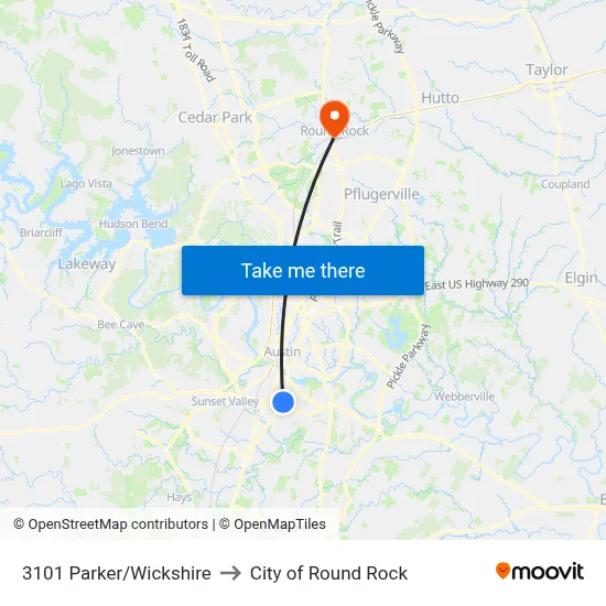 3101 Parker/Wickshire to City of Round Rock map