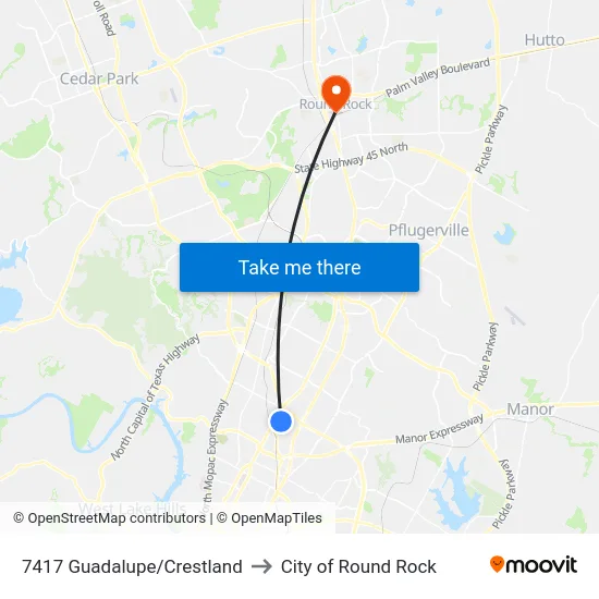 7417 Guadalupe/Crestland to City of Round Rock map