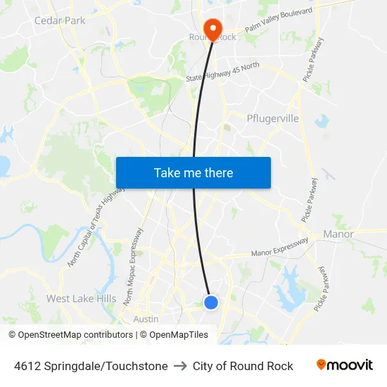4612 Springdale/Touchstone to City of Round Rock map