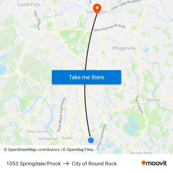 1053 Springdale/Prock to City of Round Rock map