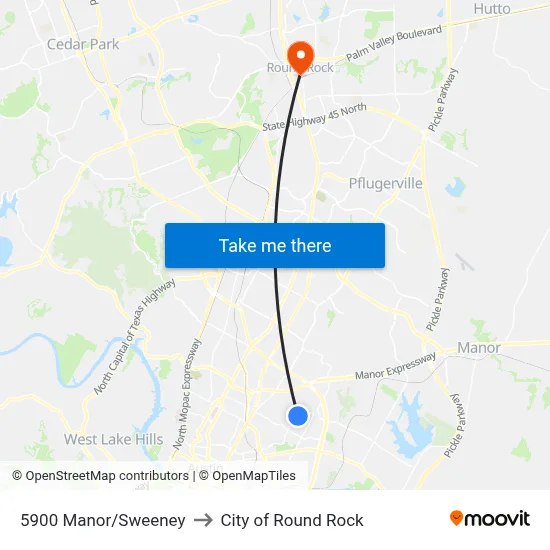 5900 Manor/Sweeney to City of Round Rock map