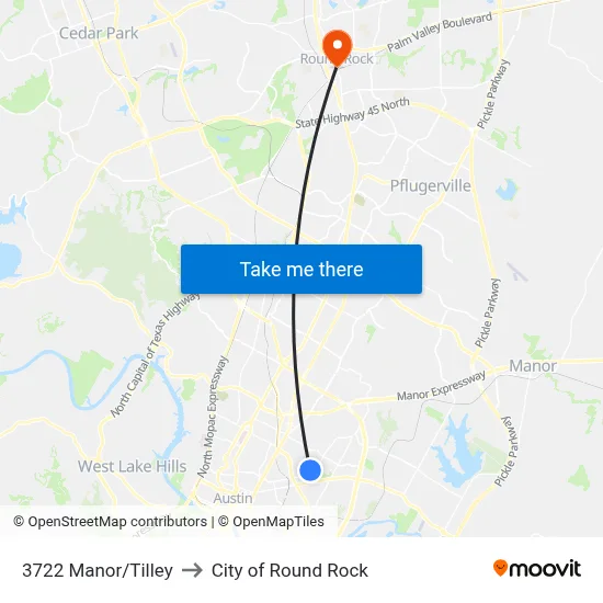 3722 Manor/Tilley to City of Round Rock map