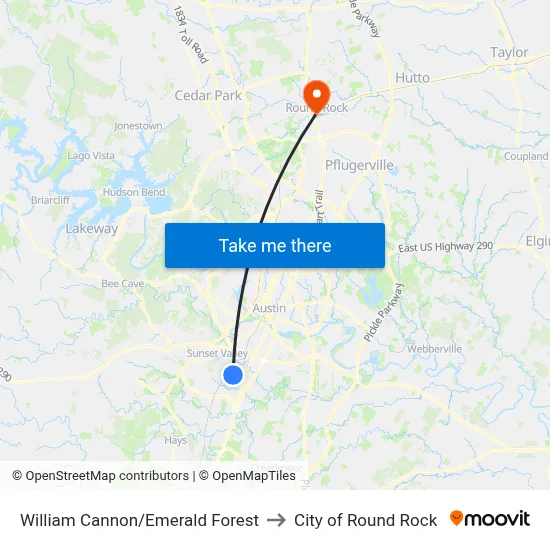 William Cannon/Emerald Forest to City of Round Rock map
