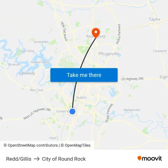 Redd/Gillis to City of Round Rock map