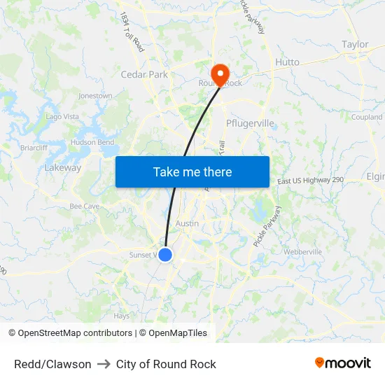 Redd/Clawson to City of Round Rock map