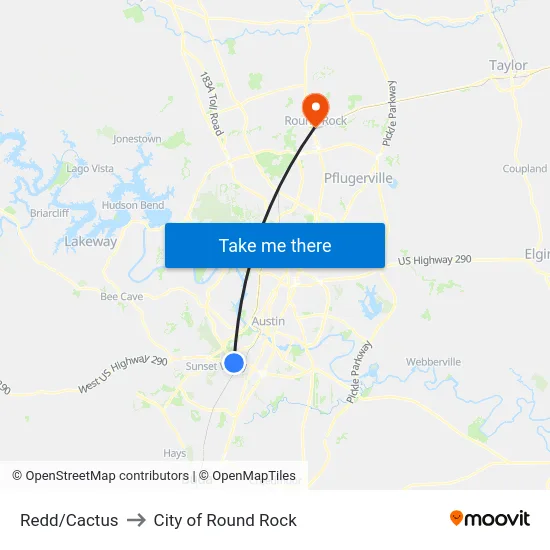 Redd/Cactus to City of Round Rock map