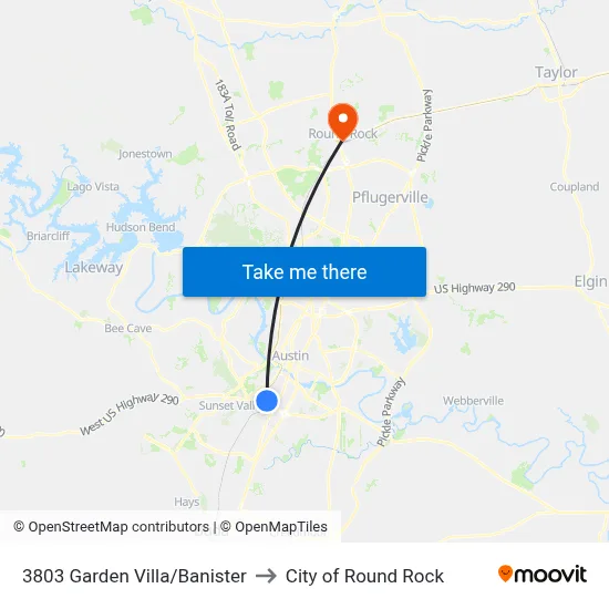 3803 Garden Villa/Banister to City of Round Rock map