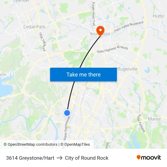 3614 Greystone/Hart to City of Round Rock map