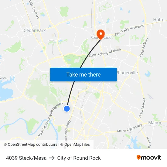 4039 Steck/Mesa to City of Round Rock map
