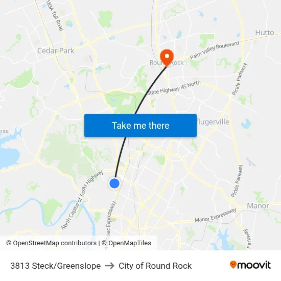 3813 Steck/Greenslope to City of Round Rock map