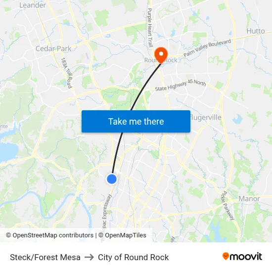 Steck/Forest Mesa to City of Round Rock map
