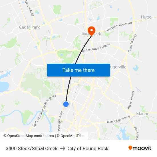 3400 Steck/Shoal Creek to City of Round Rock map