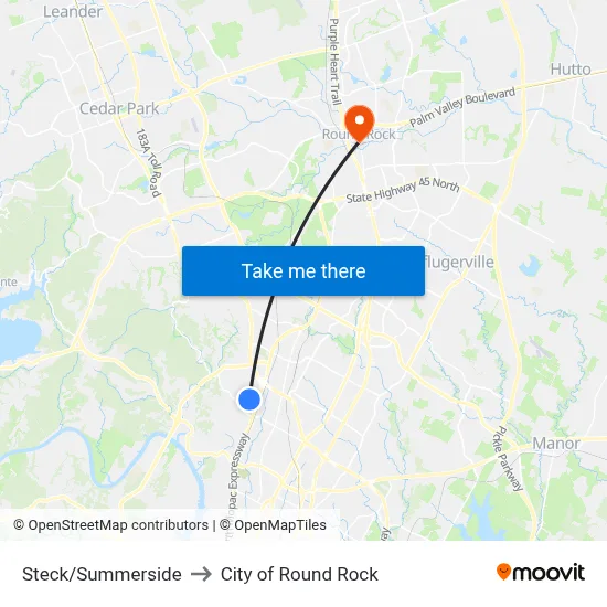 Steck/Summerside to City of Round Rock map