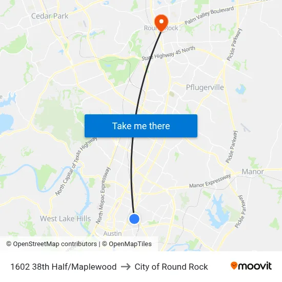 1602 38th Half/Maplewood to City of Round Rock map