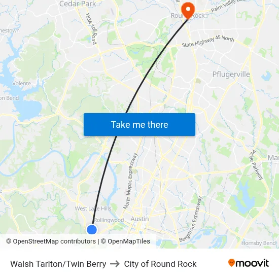 Walsh Tarlton/Twin Berry to City of Round Rock map