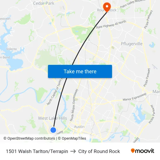 1501 Walsh Tarlton/Terrapin to City of Round Rock map