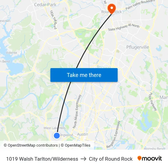 1019 Walsh Tarlton/Wilderness to City of Round Rock map