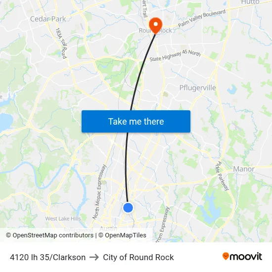 4120 Ih 35/Clarkson to City of Round Rock map