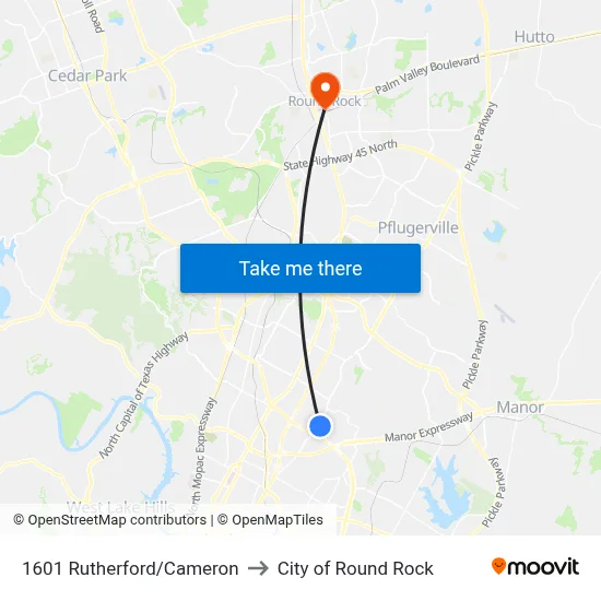 1601 Rutherford/Cameron to City of Round Rock map
