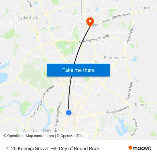 1120 Koenig/Grover to City of Round Rock map