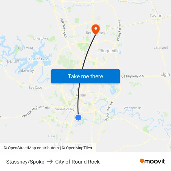 Stassney/Spoke to City of Round Rock map