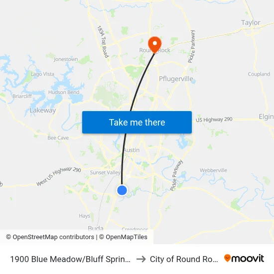 1900 Blue Meadow/Bluff Springs to City of Round Rock map