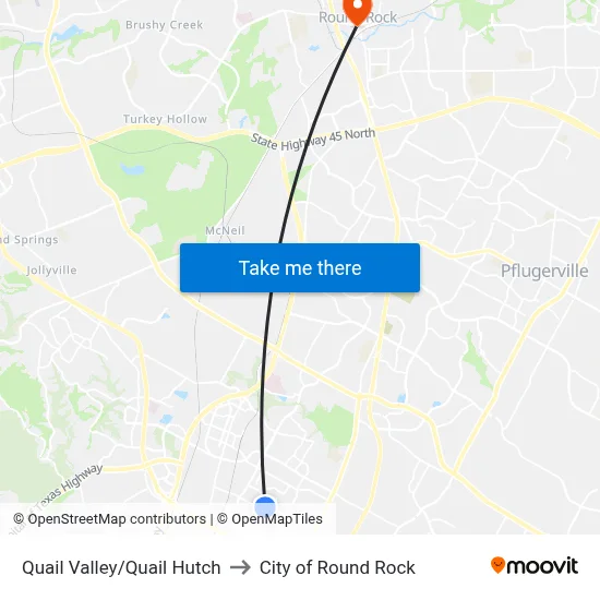 Quail Valley/Quail Hutch to City of Round Rock map