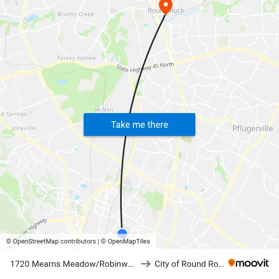 1720 Mearns Meadow/Robinwood to City of Round Rock map
