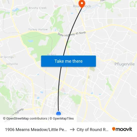 1906 Mearns Meadow/Little Pebble to City of Round Rock map