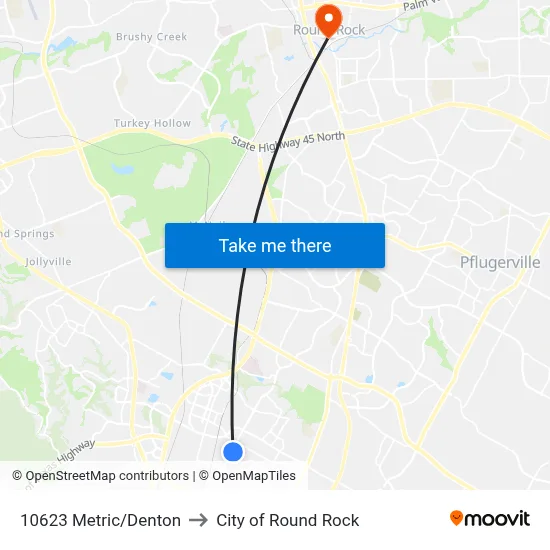 10623 Metric/Denton to City of Round Rock map