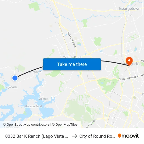 8032 Bar K Ranch (Lago Vista Hs) to City of Round Rock map