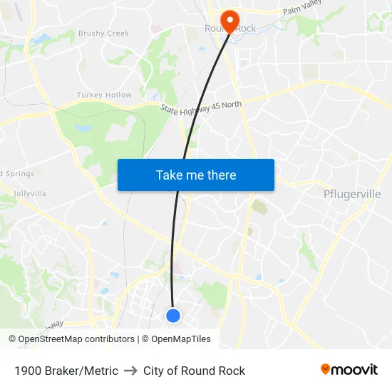 1900 Braker/Metric to City of Round Rock map