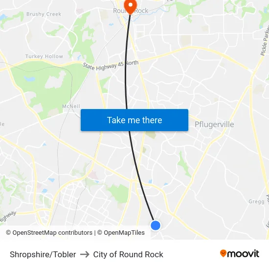 Shropshire/Tobler to City of Round Rock map
