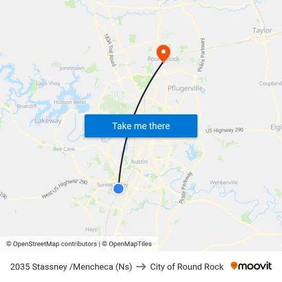 2035 Stassney /Mencheca (Ns) to City of Round Rock map