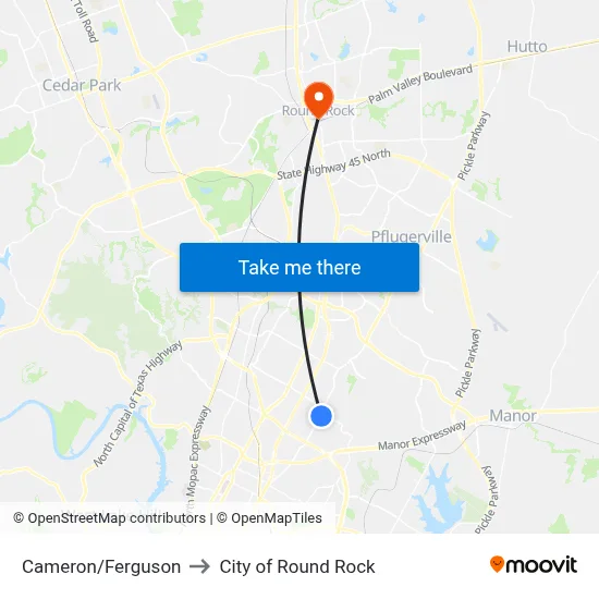 Cameron/Ferguson to City of Round Rock map