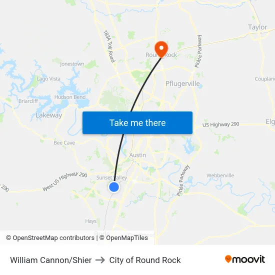 William Cannon/Shier to City of Round Rock map