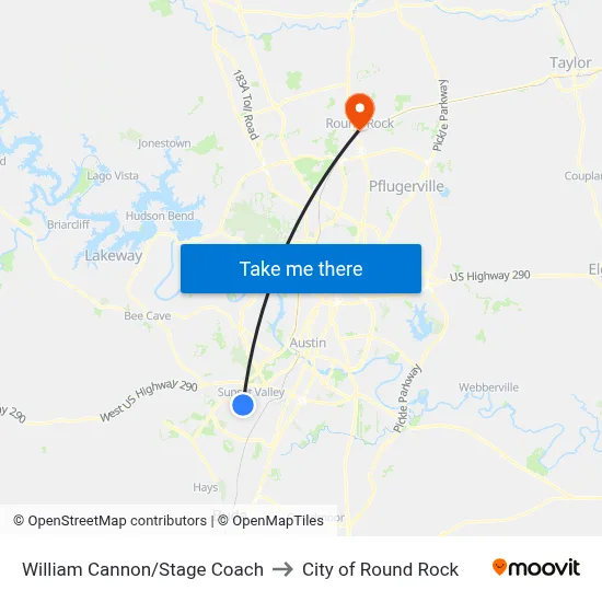 William Cannon/Stage Coach to City of Round Rock map