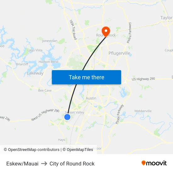 Eskew/Mauai to City of Round Rock map