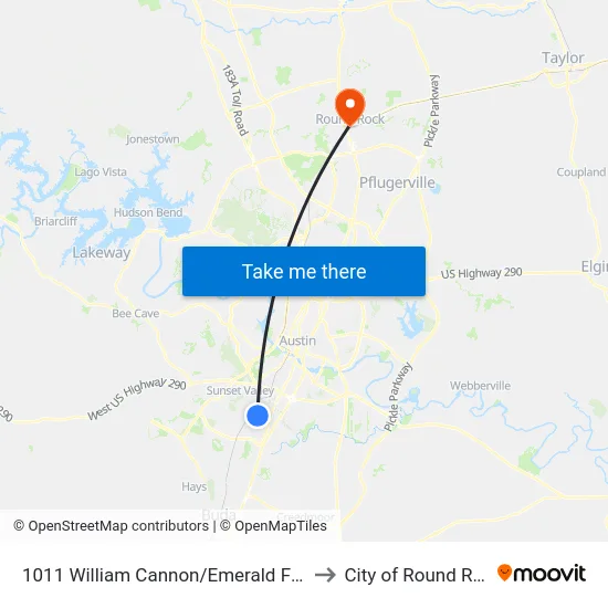 1011 William Cannon/Emerald Forest to City of Round Rock map